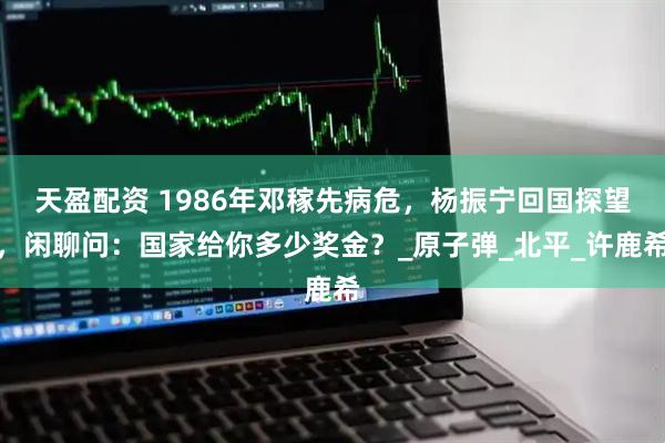 天盈配资 1986年邓稼先病危，杨振宁回国探望，闲聊问：国家给你多少奖金？_原子弹_北平_许鹿希